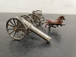 VTG TOY CAST METAL CANNON & HORSE DRAWN CARRIAGE-MADE IN FRANCE-ORIGINAL PATINA