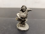 VINTAGE DRURY STUDIOS PEWTER FIGURINE OF GIRL HOLDING DUCK-DRURY 79 INSCRIBED