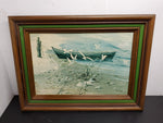 Original Carolyn Blish Realist Oil Painting SIGNED Sea Beach Seagull FRAMED 1969