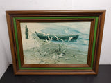 Original Carolyn Blish Realist Oil Painting SIGNED Sea Beach Seagull FRAMED 1969