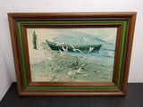 Original Carolyn Blish Realist Oil Painting SIGNED Sea Beach Seagull FRAMED 1969
