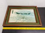 Original Carolyn Blish Realist Oil Painting SIGNED Sea Beach Seagull FRAMED 1969