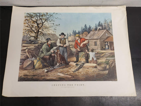 Currier & Ives Print "Arguing the Point"-Painted by A.F. Tait-Lith by N. Currier