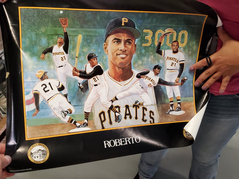 '93 Pittsburgh Pirates Brewing Roberto Clemente 3000th Hit VTG Poster Iron City