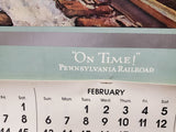 VTG 1977 PENNSYLVANIA RAILROAD CALENDAR "ON TIME!" FT. ARTWORK BY GRIF TELLER-VF