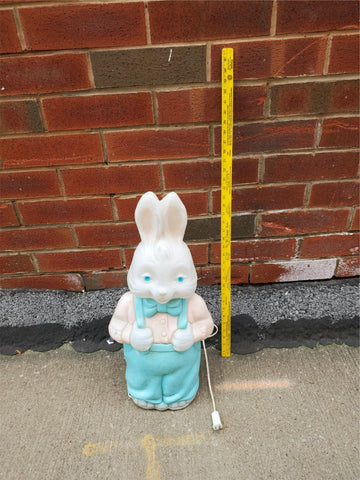 Vtg Light up Easter Bunny in Suspenders Blow Mold-22" tall-Yard or indoors decor