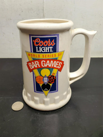 Vtg Coors Light World Series of Bar Games '89-'90 Beer Mug Regional Finalist