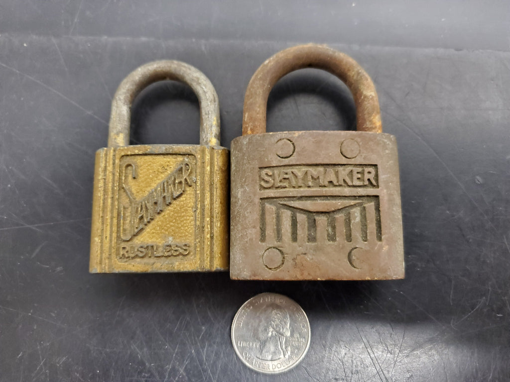 Slaymaker vintage locks collection, brass & steel padlocks locked