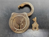 Vintage/Antique Keystone Antique Small F Padlock Lock with Key-Works Wonderfully