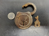Vintage/Antique Keystone Antique Small F Padlock Lock with Key-Works Wonderfully