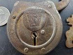Vintage/Antique Keystone Antique Small F Padlock Lock with Key-Works Wonderfully