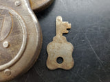 Vintage/Antique Keystone Antique Small F Padlock Lock with Key-Works Wonderfully