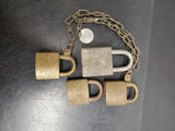 Vintage/Antique Lot of 3 US padlocks & 1 American series 200 Hardened padlock