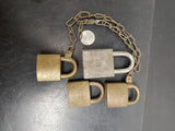 Vintage/Antique Lot of 3 US padlocks & 1 American series 200 Hardened padlock