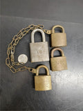 Vintage/Antique Lot of 3 US padlocks & 1 American series 200 Hardened padlock