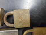 Vintage/Antique Lot of 3 US padlocks & 1 American series 200 Hardened padlock
