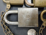 Vintage/Antique Lot of 3 US padlocks & 1 American series 200 Hardened padlock
