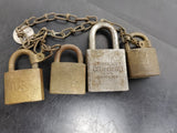 Vintage/Antique Lot of 3 US padlocks & 1 American series 200 Hardened padlock