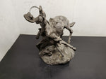 Cowboy Riding Bronco in Rodeo Plaster Sculpture-Wonderful for Desktop!!