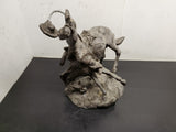 Cowboy Riding Bronco in Rodeo Plaster Sculpture-Wonderful for Desktop!!