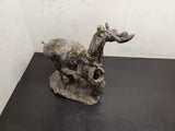 Cowboy Riding Bronco in Rodeo Plaster Sculpture-Wonderful for Desktop!!
