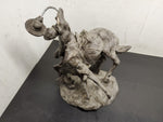 Cowboy Riding Bronco in Rodeo Plaster Sculpture-Wonderful for Desktop!!