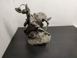 Cowboy Riding Bronco in Rodeo Plaster Sculpture-Wonderful for Desktop!!