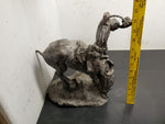 Cowboy Riding Bronco in Rodeo Plaster Sculpture-Wonderful for Desktop!!