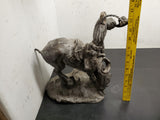 Cowboy Riding Bronco in Rodeo Plaster Sculpture-Wonderful for Desktop!!