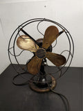 Vtg Western Electric Brass Blade Oscillating Electric Fan 13"- 6304-3 Speed VF!!