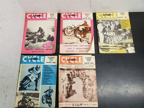 5 Vtg Floyd Clymer's Cycle Magazines 1962-Motobi Wins 1st-Norton Atlas-Simplex