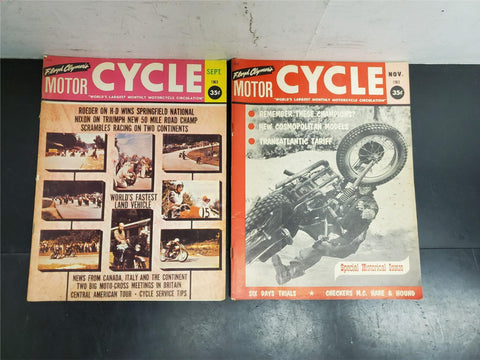 2 Vtg Floyd Clymer's Cycle Magazines 1963-World's Fastest Land Vehicle-HD-Roeder