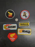 6 Vtg Motorcycle/Motocross Patches-Yamaha Suzuki Norton Honda HM Honda 550 Rare!