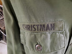 Vtg Vietnam Era U.S. Army Airborne Long Sleeve Shirt Civil Engineer Embroidery