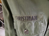 Vtg Vietnam Era U.S. Army Airborne Long Sleeve Shirt Civil Engineer Embroidery