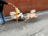 Vtg Santa Sleigh Reindeer Blow Mold Holiday Christmas Yard Ornament Decoration!