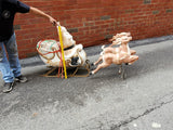 Vtg Santa Sleigh Reindeer Blow Mold Holiday Christmas Yard Ornament Decoration!