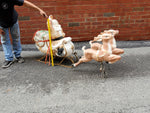 Vtg Santa Sleigh Reindeer Blow Mold Holiday Christmas Yard Ornament Decoration!