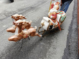 Vtg Santa Sleigh Reindeer Blow Mold Holiday Christmas Yard Ornament Decoration!