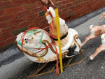 Vtg Santa Sleigh Reindeer Blow Mold Holiday Christmas Yard Ornament Decoration!