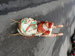 Vtg Santa Sleigh Reindeer Blow Mold Holiday Christmas Yard Ornament Decoration!