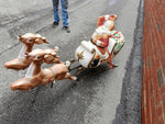 Vtg Santa Sleigh Reindeer Blow Mold Holiday Christmas Yard Ornament Decoration!