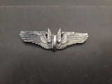 Rare WWII Sterling Silver U.S. Military 3" Aerial Gunner Bomber Wings Lapel Pin