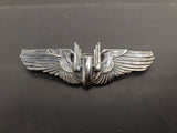 Rare WWII Sterling Silver U.S. Military 3" Aerial Gunner Bomber Wings Lapel Pin