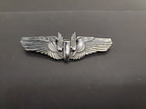 Rare WWII Sterling Silver U.S. Military 3" Aerial Gunner Bomber Wings Lapel Pin
