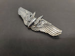 Rare WWII Sterling Silver U.S. Military 3" Aerial Gunner Bomber Wings Lapel Pin
