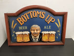 Bottoms Up Beer Ale Wooden Decorative Mancave Bar Sign-23.5X16" Fun Wall Decor