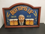 Bottoms Up Beer Ale Wooden Decorative Mancave Bar Sign-23.5X16" Fun Wall Decor