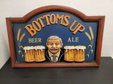 Bottoms Up Beer Ale Wooden Decorative Mancave Bar Sign-23.5X16" Fun Wall Decor