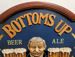 Bottoms Up Beer Ale Wooden Decorative Mancave Bar Sign-23.5X16" Fun Wall Decor